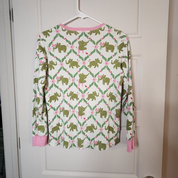 THE BEAUFORT BONNET COMPANY PAJAMA SET WOMENS SMALL PIMA PINK/GRN ELEPHANT PRINT - Picture 6 of 16